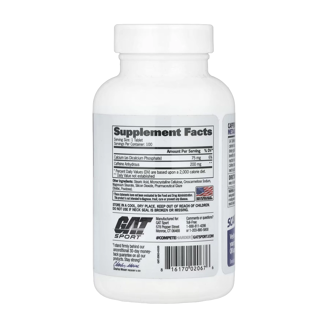 GAT, Sport, Caffeine, Metabolism and Performance, 100 Tablets