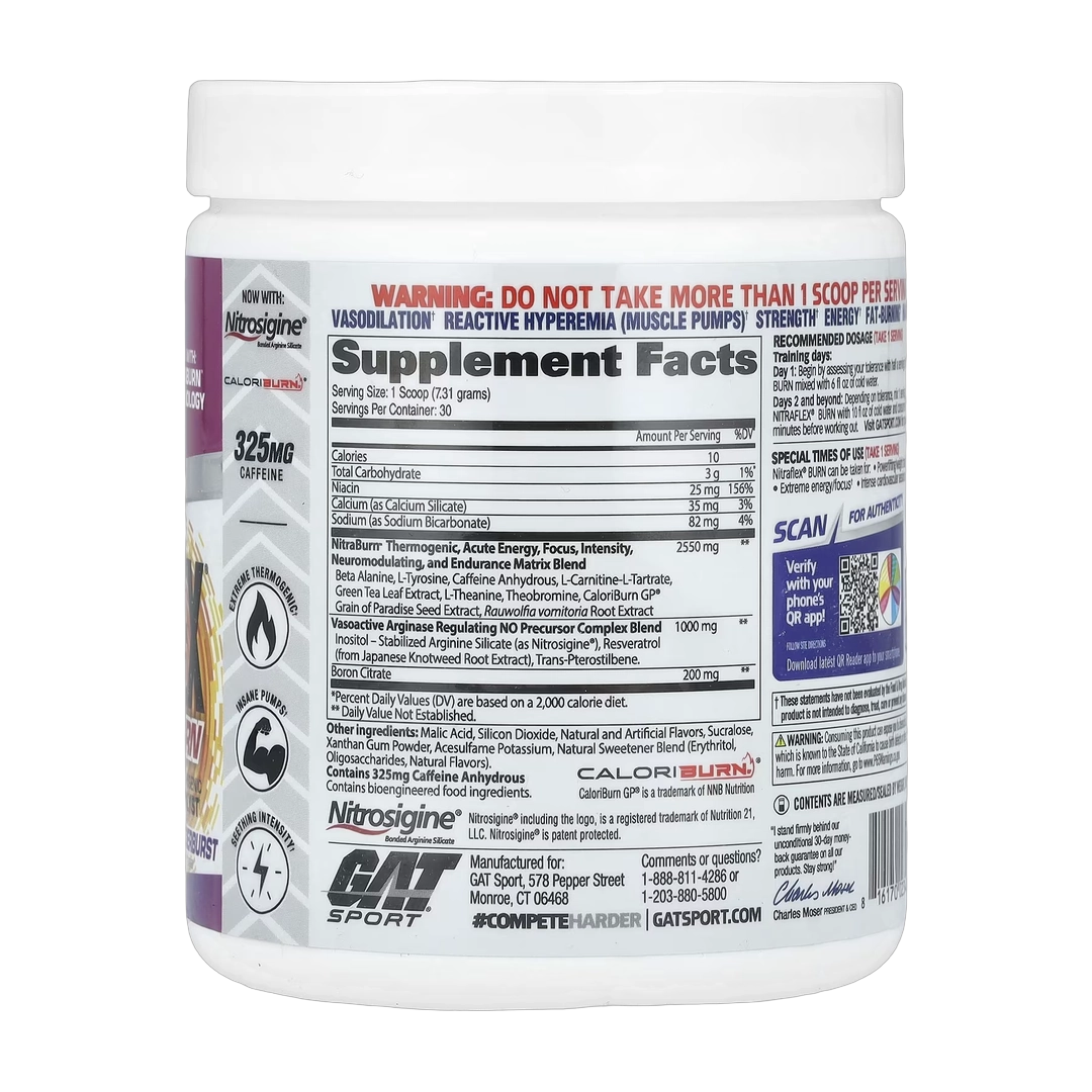 GAT, Sport, NITRAFLEX® Burn, Tropic Thunderburst, 7.74 oz (219.3 g)