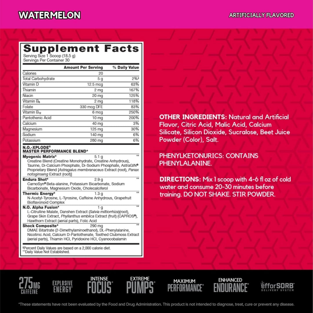 BSN, N.O.-Xplode®, Legendary Pre-Workout, Watermelon, 1.22 lb (555 g)