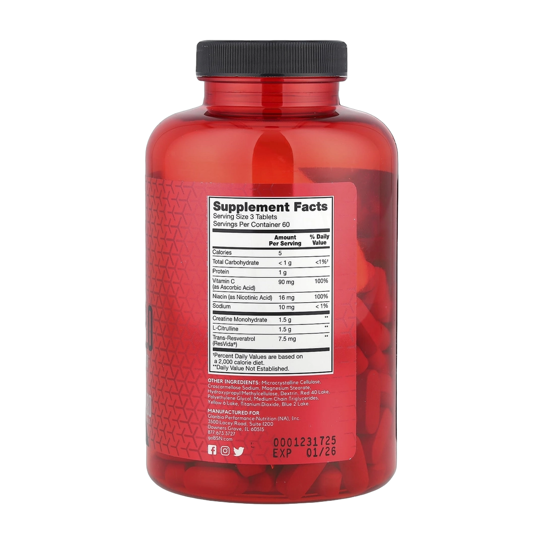 BSN, Nitrix® 2.0, Concentrated Nitric Oxide Precursor, 180 Tablets