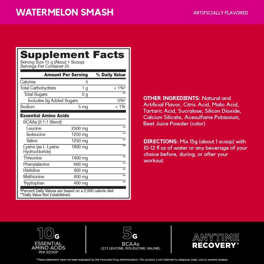 BSN, AminoX, EAAs, Muscle Support & Recovery, Watermelon Smash, 13.2 oz (375 g)
