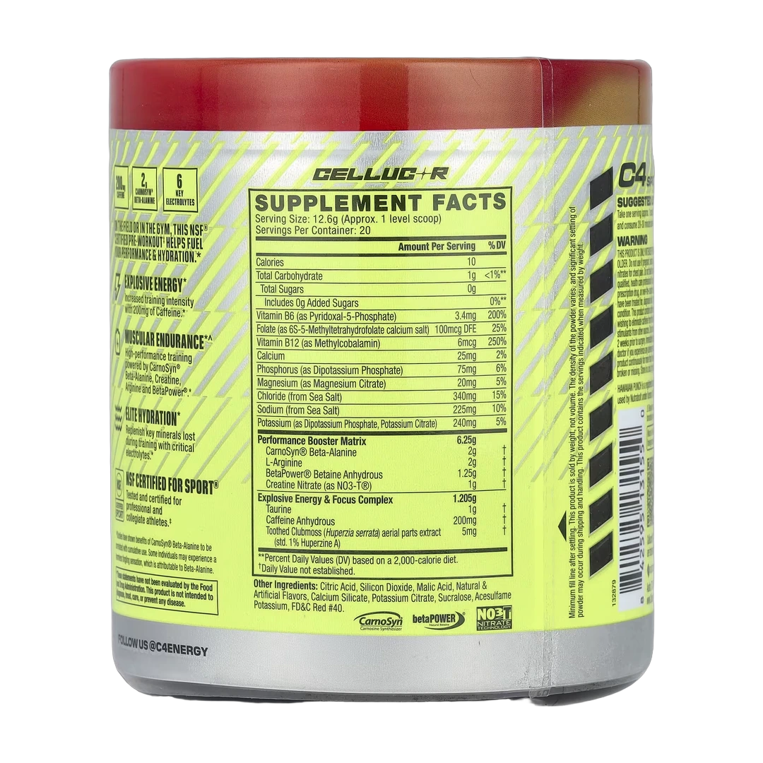 C4 / Cellucor, C4® Sport, Pre-Workout, Hawaiian Punch® Fruit Juicy Red®, 8.9 oz (252 g)