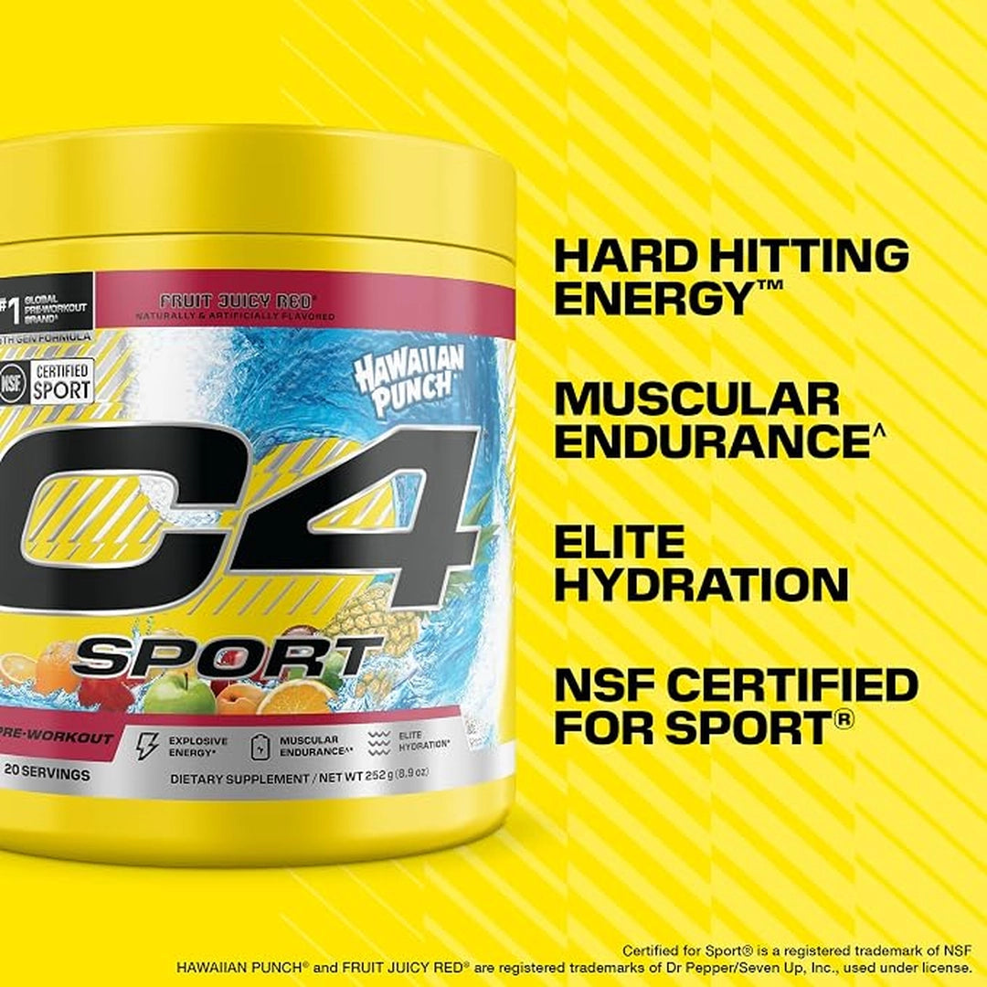 C4 / Cellucor, C4® Sport, Pre-Workout, Hawaiian Punch® Fruit Juicy Red®, 8.9 oz (252 g)