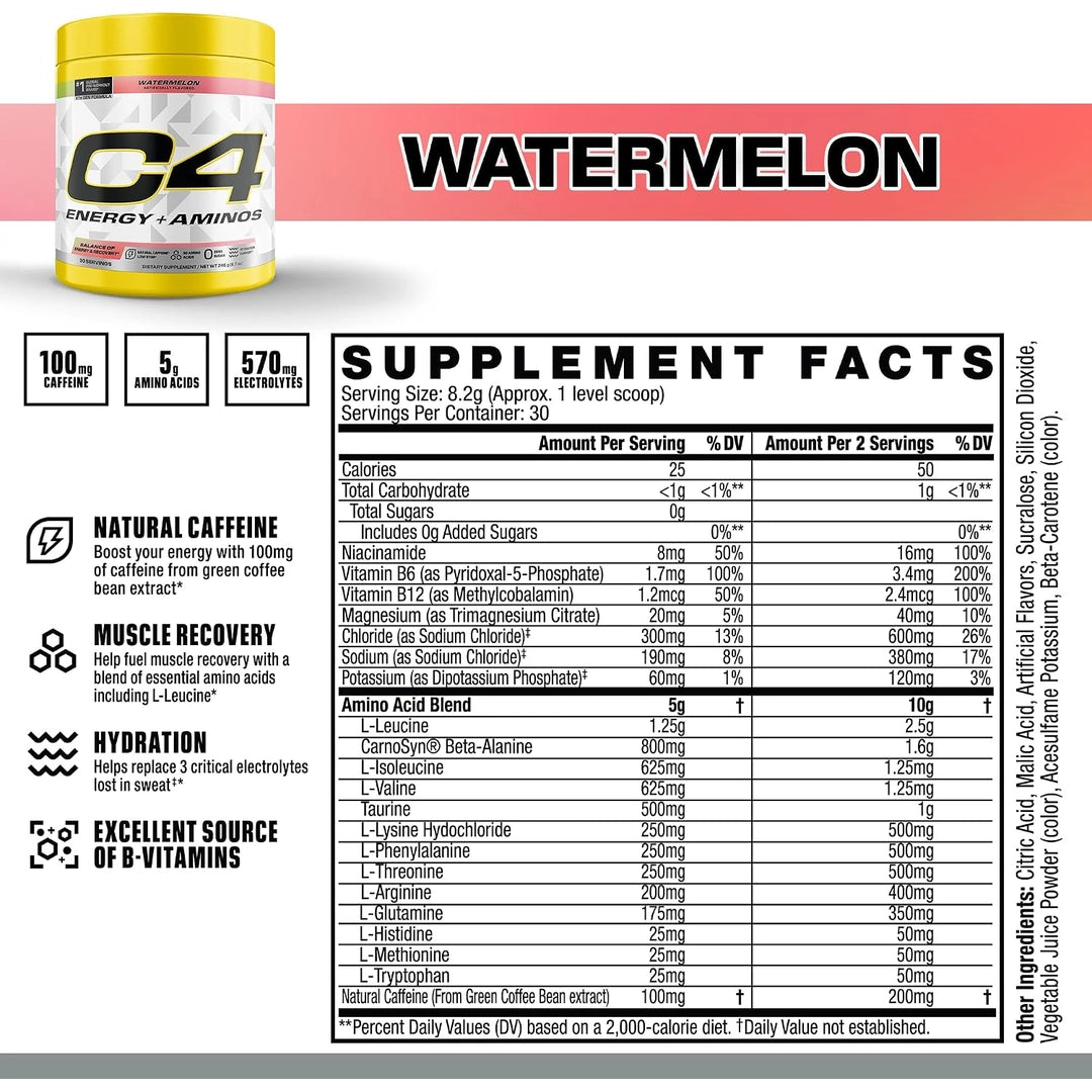 C4 / Cellucor, C4® Energy + Aminos, Watermelon, 8.7 oz (246 g)