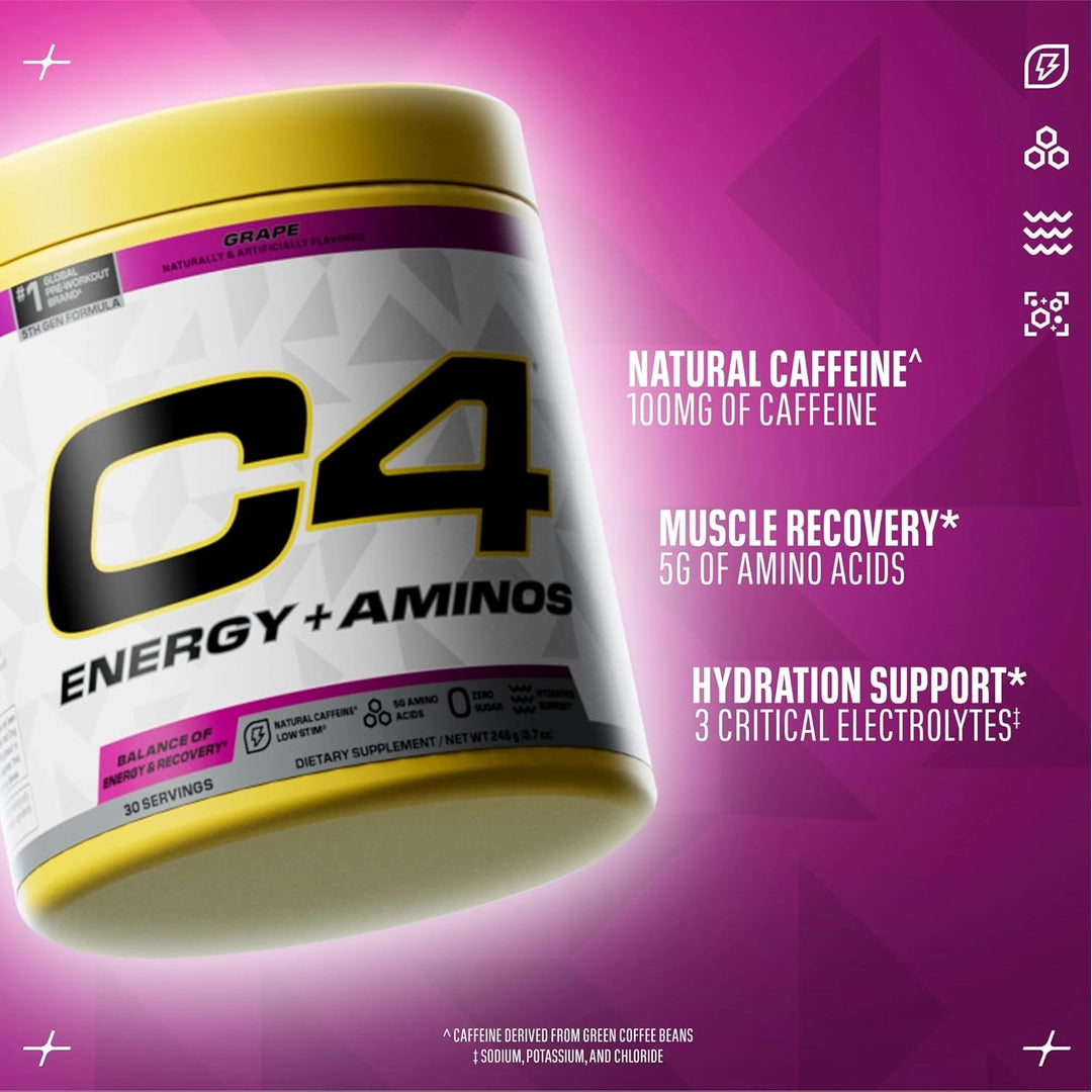 C4 / Cellucor, C4® Energy + Aminos, Grape, 8.7 oz (246 g)