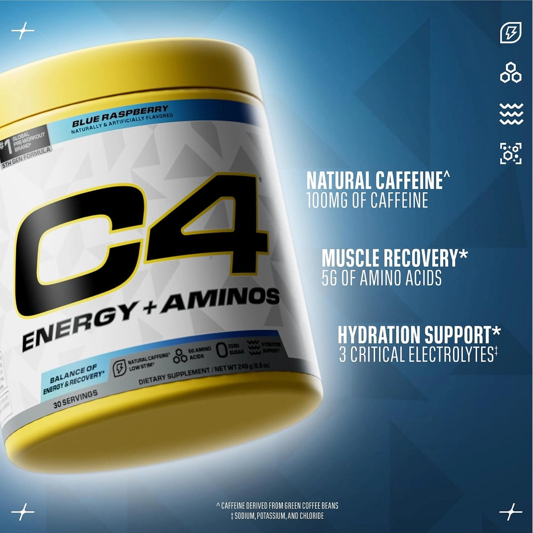 C4 / Cellucor, C4® Energy + Aminos, Blue Raspberry, 8.8 oz (249 g)