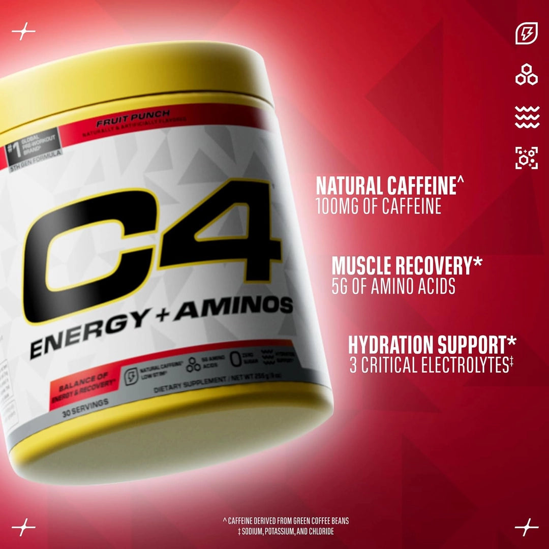 C4 / Cellucor, C4® Energy + Aminos, Fruit Punch, 9 oz (255 g)
