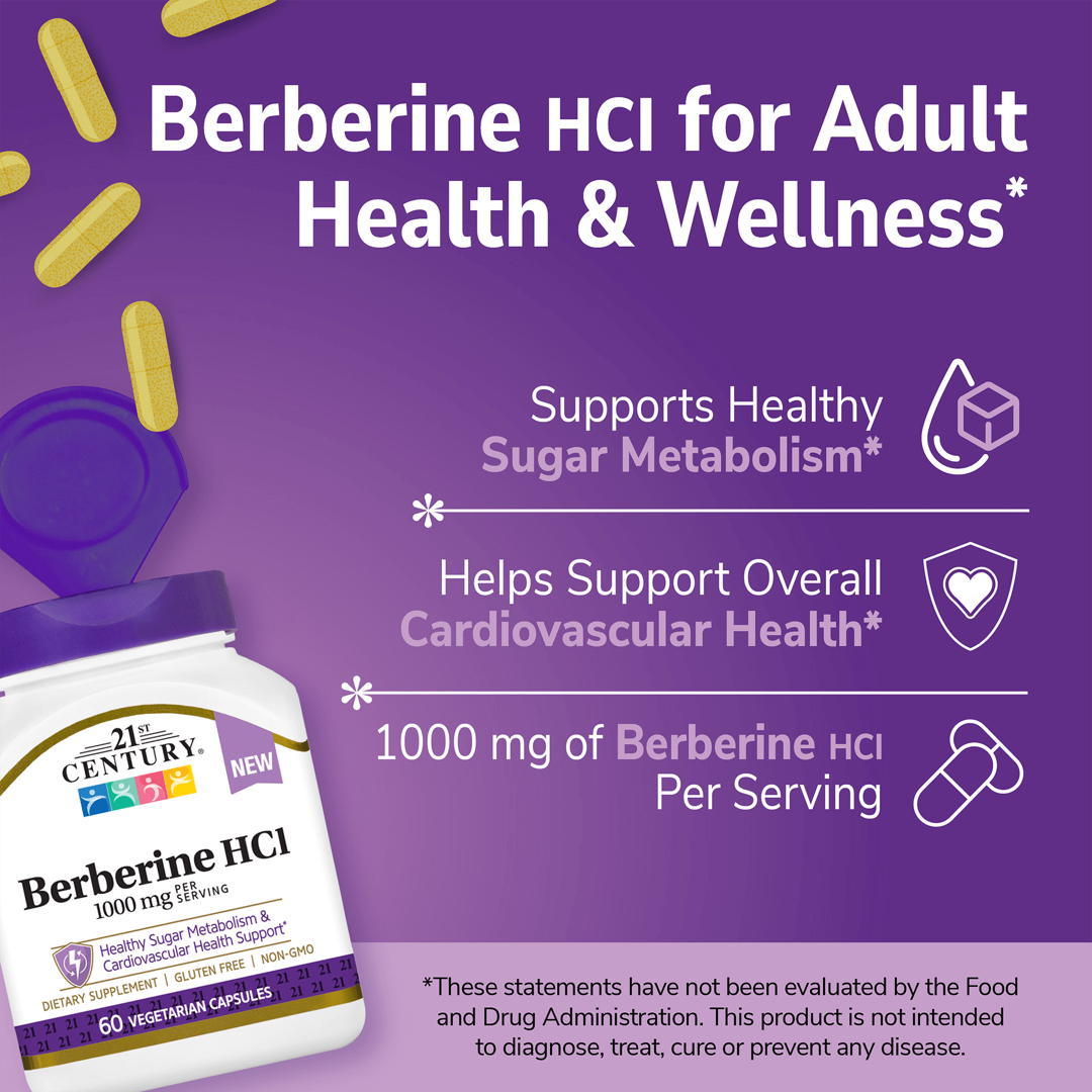 21st Century, Berberine HCI, 60 Vegetarian Capsules lifestyle image