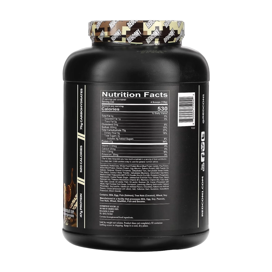 Redcon1, MRE, Whole Food Protein, Oatmeal Chocolate Chip, 7.16 lb (3,250 g)