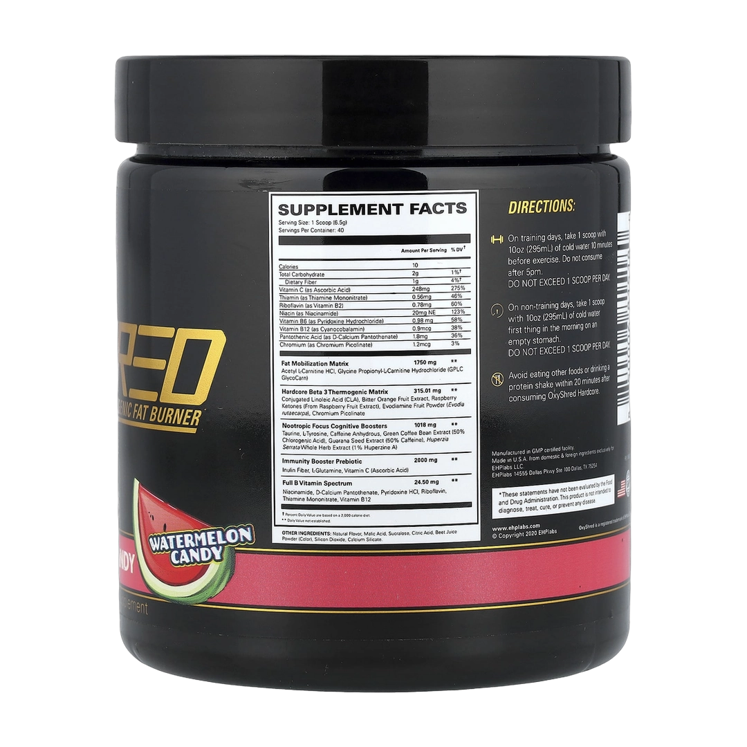 EHPlabs, OxyShred Hardcore, Thermogenic Fat Burner, Watermelon Candy, 9.2 oz (260 g)