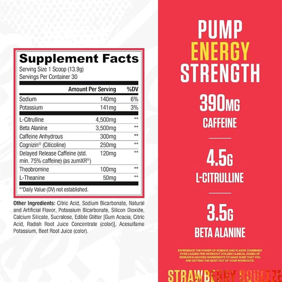 RYSE, Loaded Pre, Strawberry Squeeze, 14.7 oz (417 g)