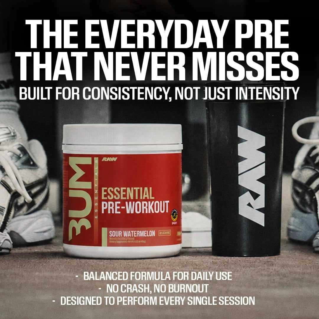 Raw Nutrition, Bum Essentials, Essential Pre-Workout, Blue Raspberry, 14.81 oz (420 g)