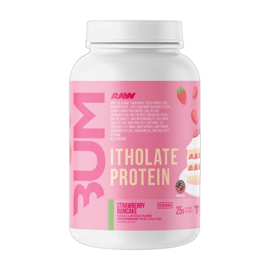 Raw Nutrition, Bum, Itholate® Protein, Strawberry Bumcake, 27.34 oz (775 g)