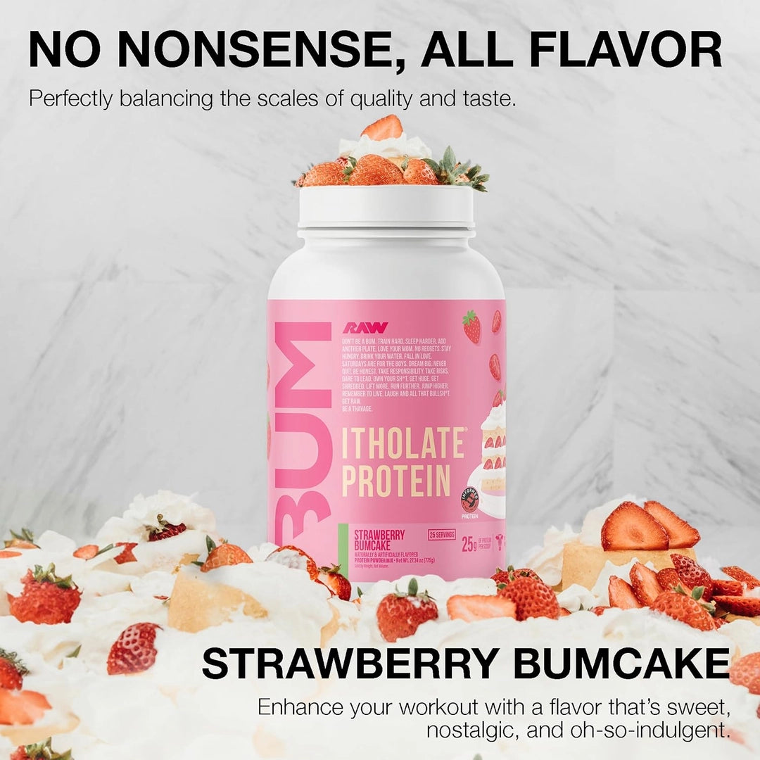 Raw Nutrition, Bum, Itholate® Protein, Strawberry Bumcake, 27.34 oz (775 g)