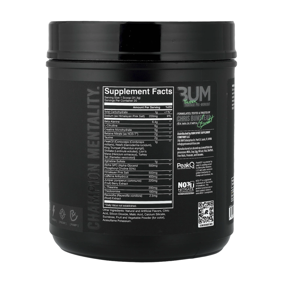 Raw Nutrition, Bum, Thuper Thavage Pre-Workout, Watermelon Grape, 22.08 oz (626 g)