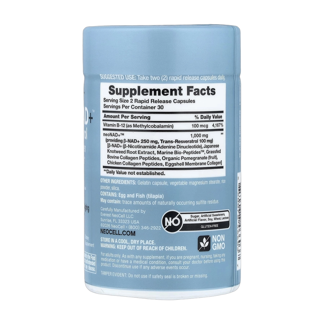 NeoCell, neoNad+™ Resveratrol, Multi Collagen Bio-Peptides™, 60 Rapid Release Capsules