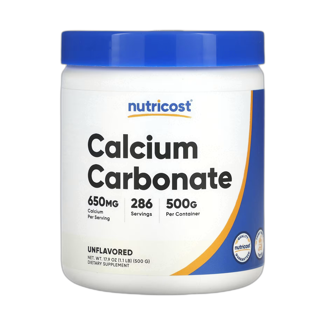 Nutricost, Calcium Carbonate, Unflavored, 1.1 lb, 500 g front packaging view