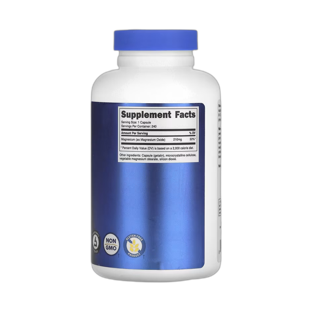 Nutricost, Magnesium Oxide, 375 mg, 240 Capsules back packaging view