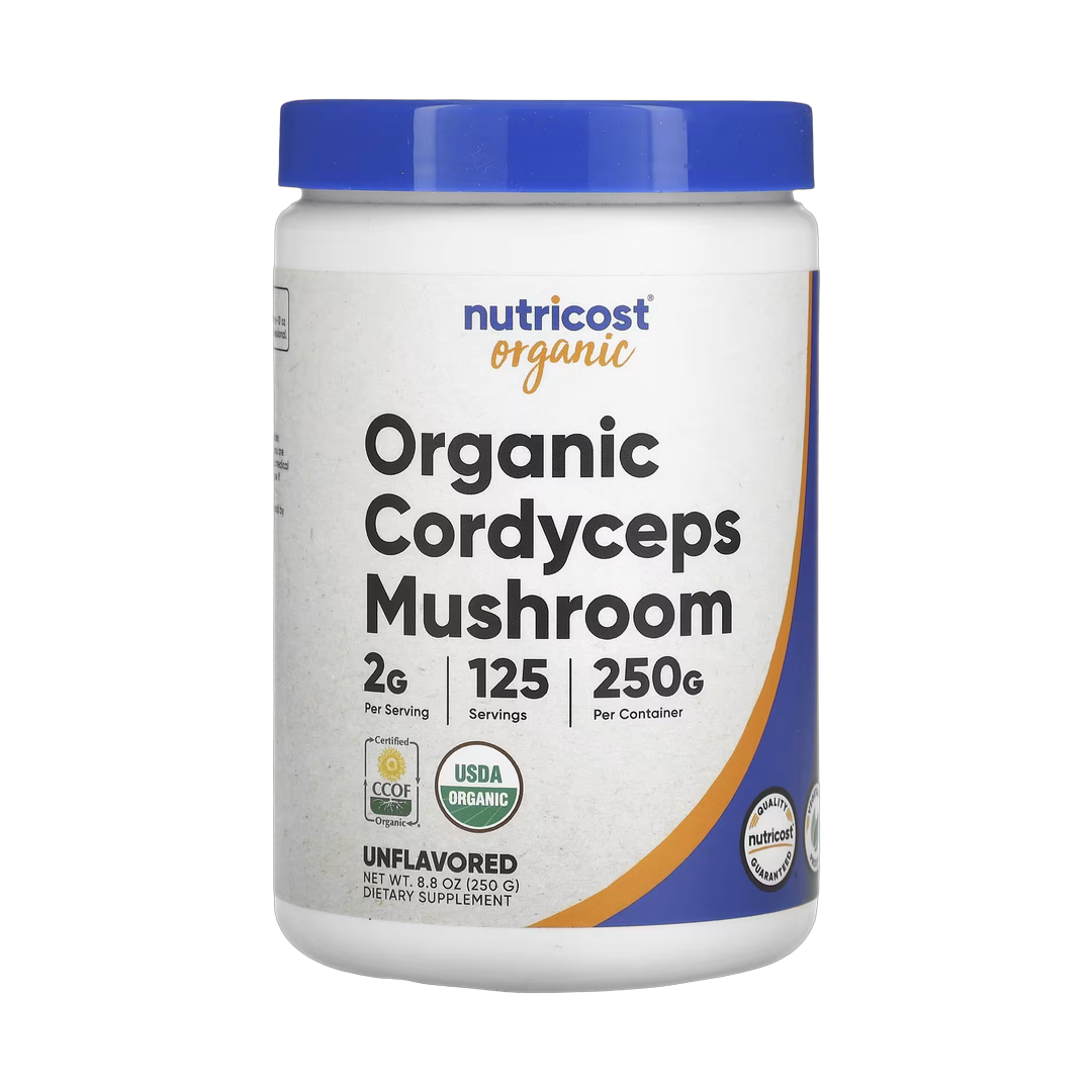 Nutricost, Organic Cordyceps Mushroom, Unflavored, 8.8 oz, 250 g front packaging view