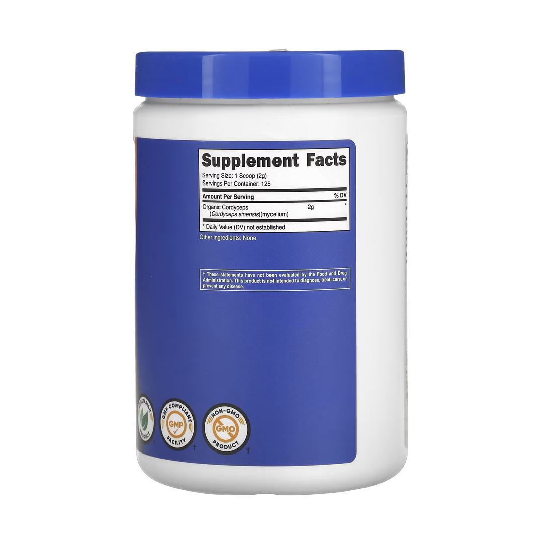 Nutricost, Organic Cordyceps Mushroom, Unflavored, 8.8 oz, 250 g back packaging view