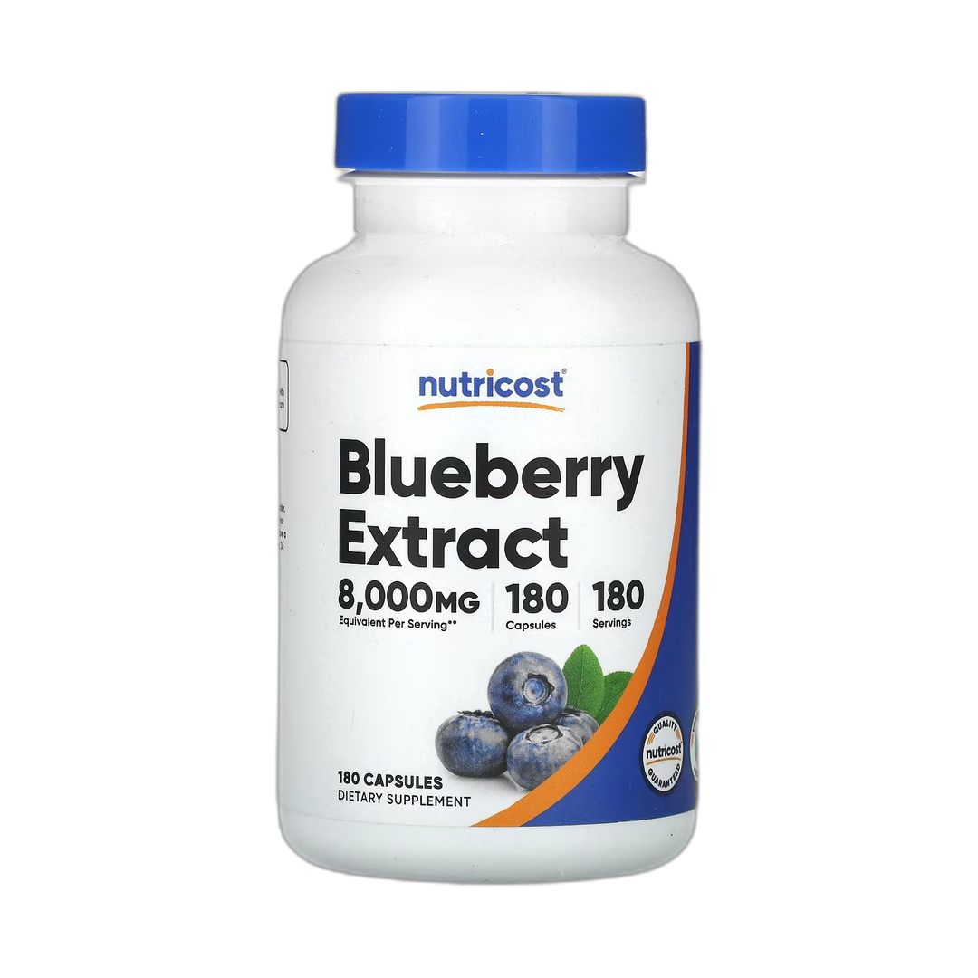 Nutricost, Blueberry Extract, 160 mg, 180 Capsules front packaging view