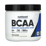 Nutricost, Performance, BCAA, Unflavored, 6.3 oz, 180 g front packaging view