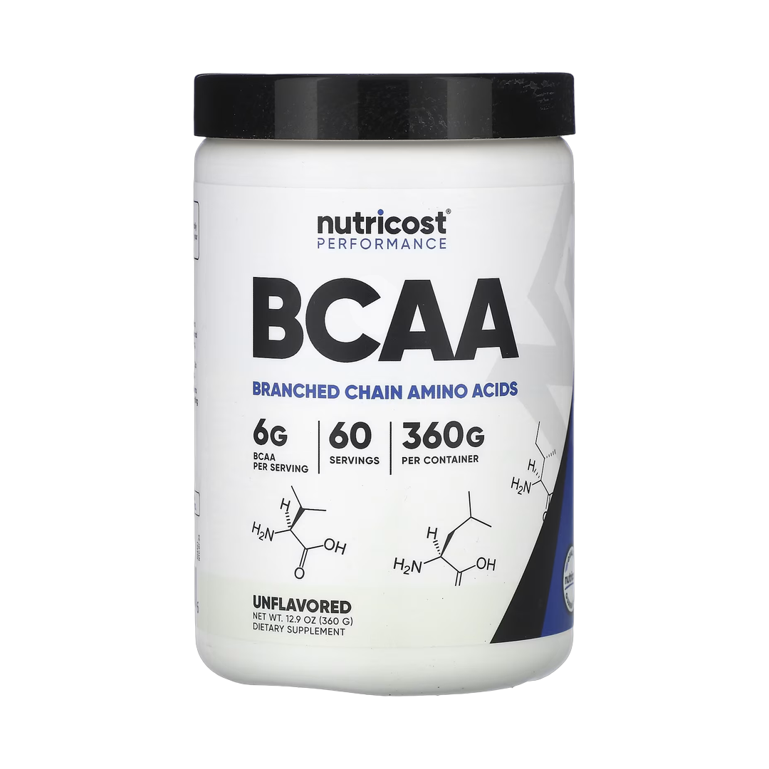 Nutricost, Performance, BCAA, Unflavored, 12.9 oz, 360 g front packaging view