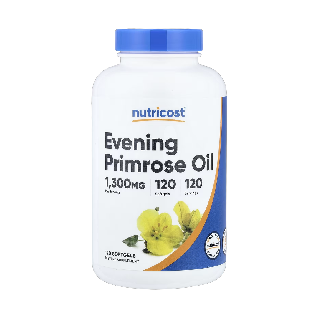 Nutricost, Evening Primrose Oil, 1,300 mg, 120 Softgels front packaging view