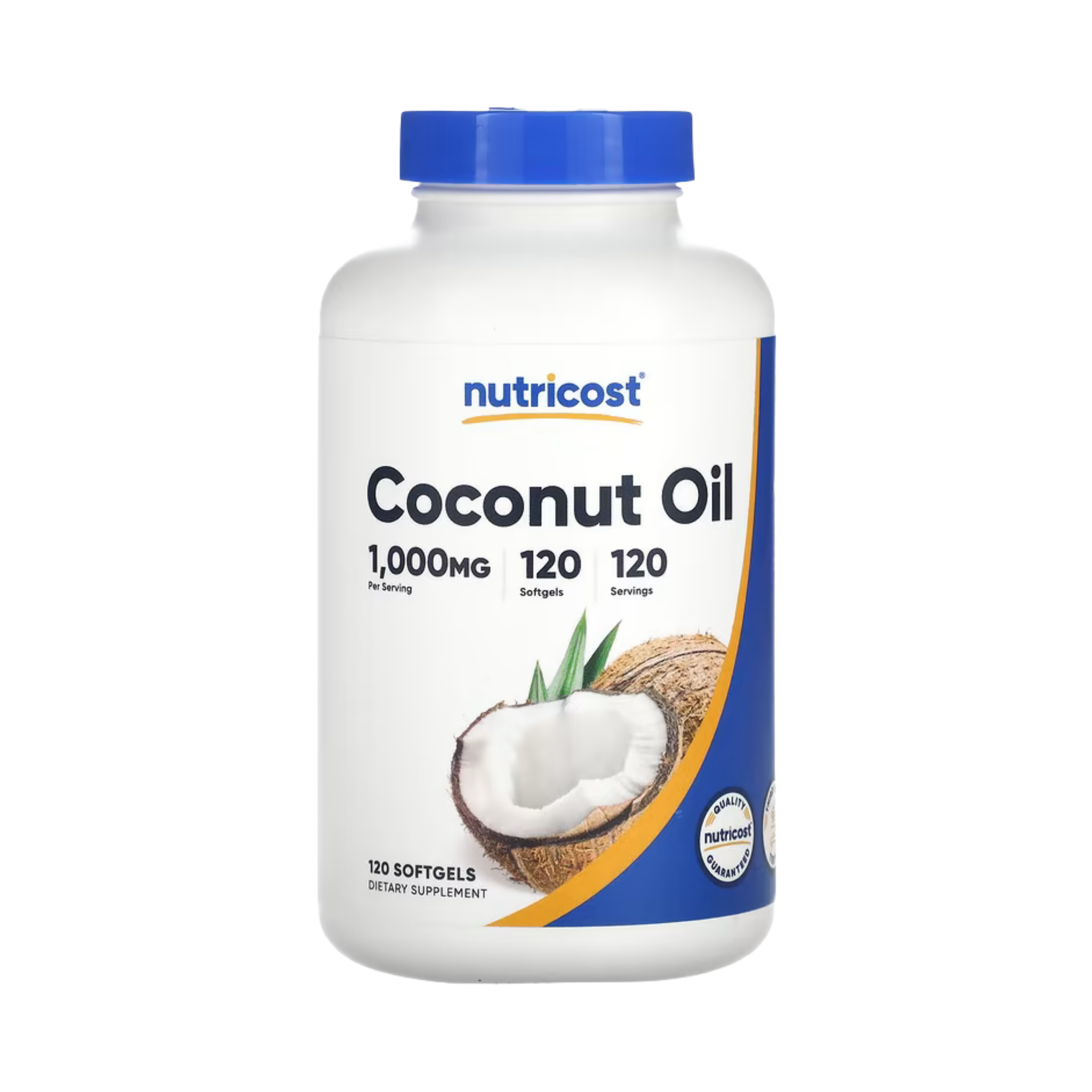 Nutricost, Coconut Oil, 1,000 mg , 120 Softgels front packaging view