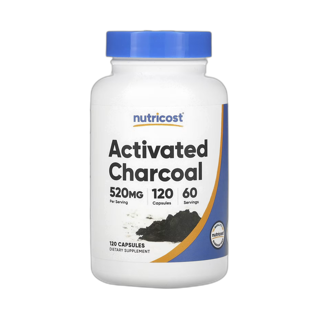 Nutricost, Activated Charcoal, 120 Capsules front packaging view