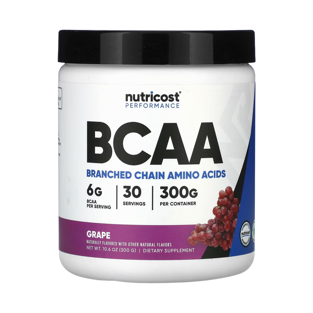 Nutricost, Performance, BCAA, Grape, 10.6 oz, 300 g front packaging view