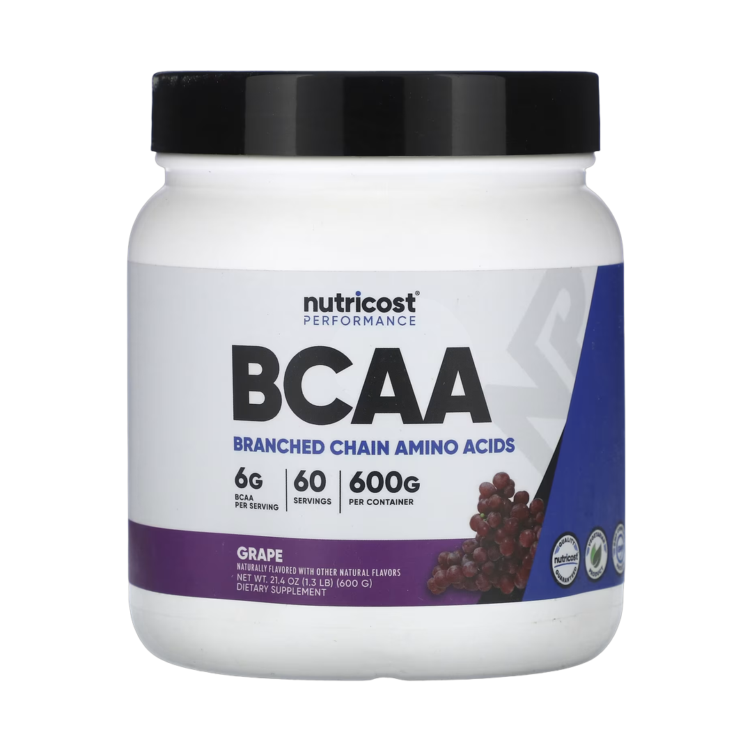 Nutricost, Performance, BCAA, Grape, 1.3 lb, 600 g front packaging view