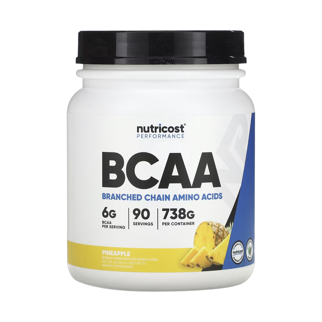 Nutricost, Performance, BCAA, Pineapple, 1.6 lb, 738 g front packaging view