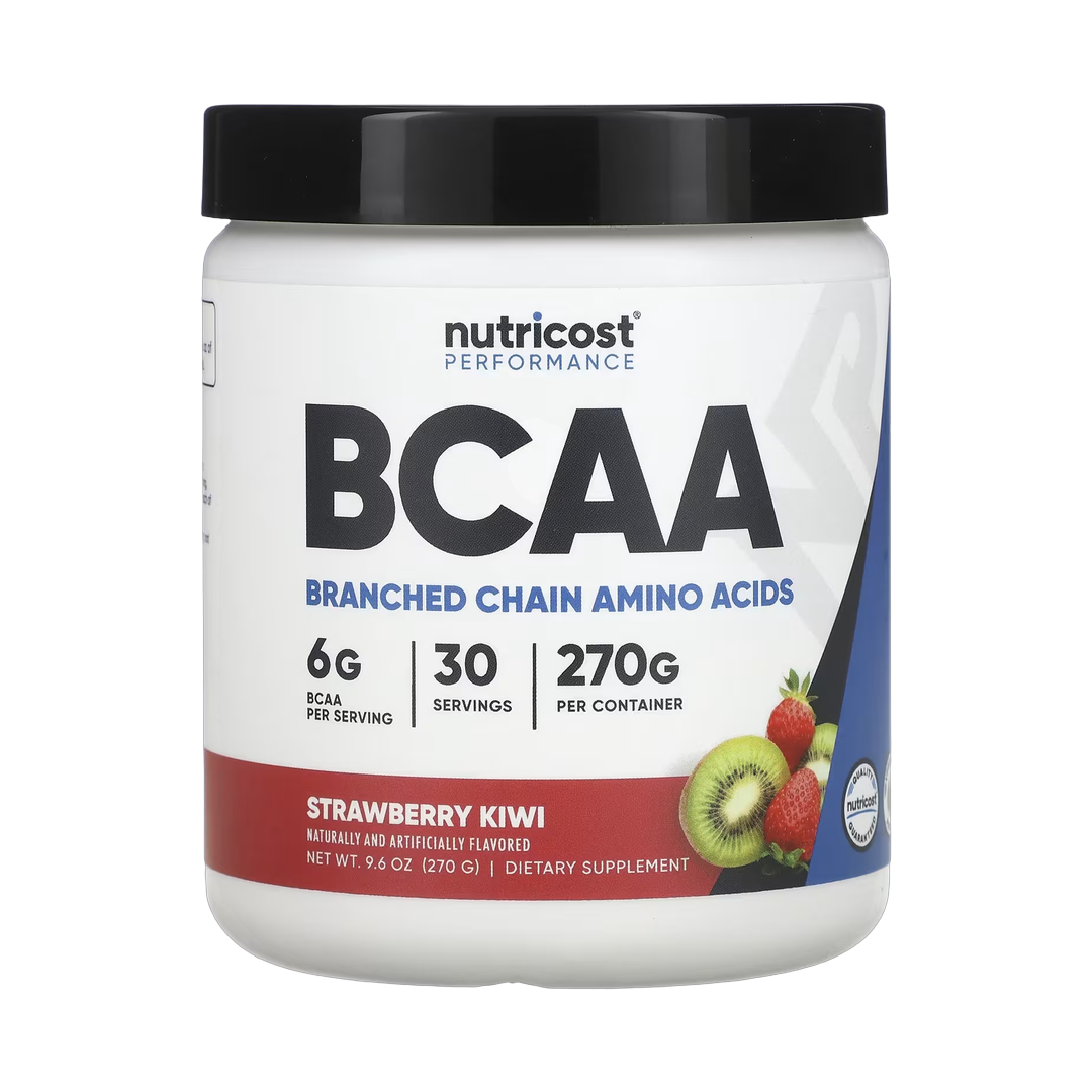 Nutricost, Performance, BCAA, Strawberry Kiwi, 9.6 oz, 270 g front packaging view