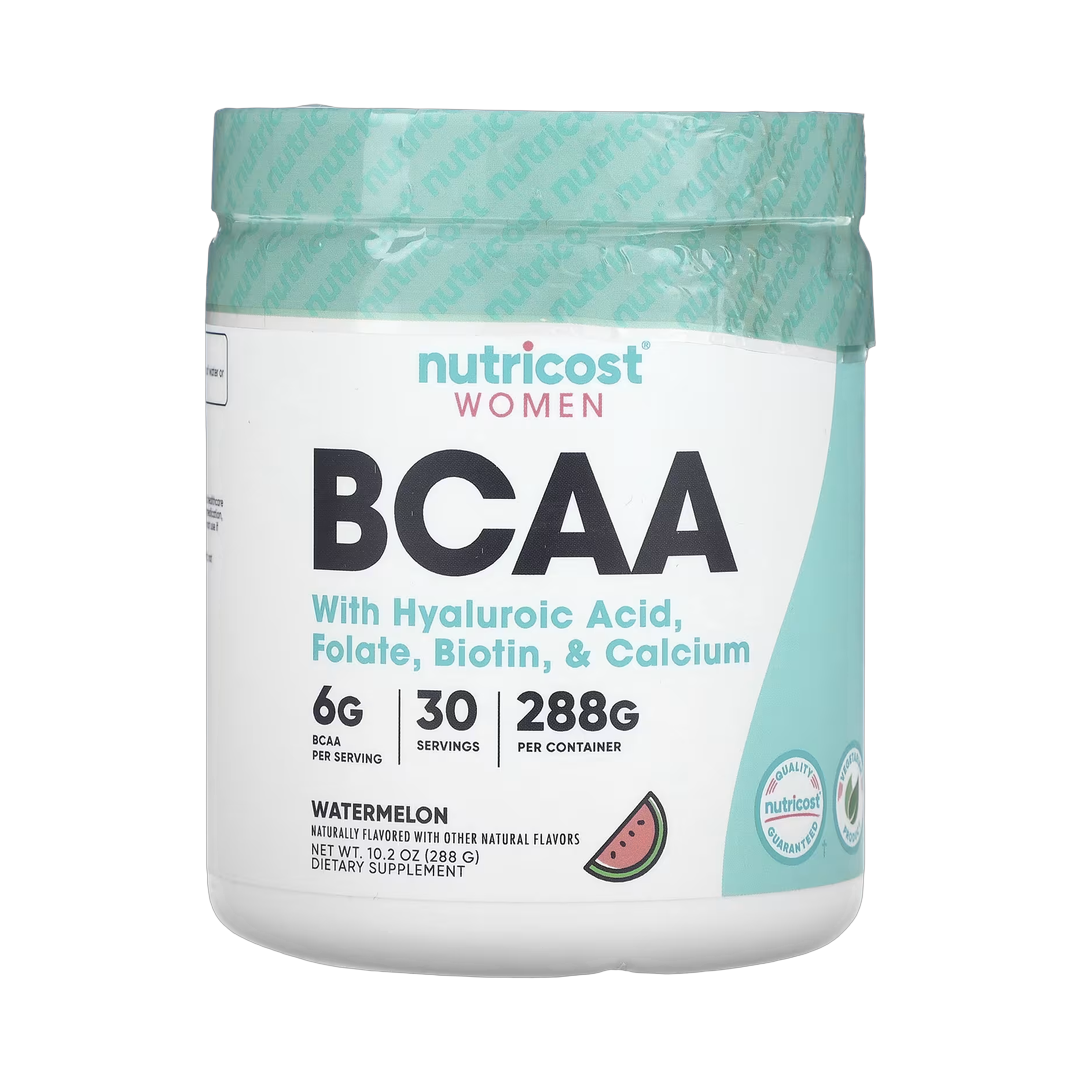 Nutricost, Women, BCAA With Hyaluronic Acid, Folate, Biotin, & Calcium, Watermelon, 10.2 oz, 288 g front packaging view