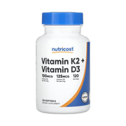 Nutricost, Vitamin K2 + Vitamin D3, 120 Softgels front packaging view