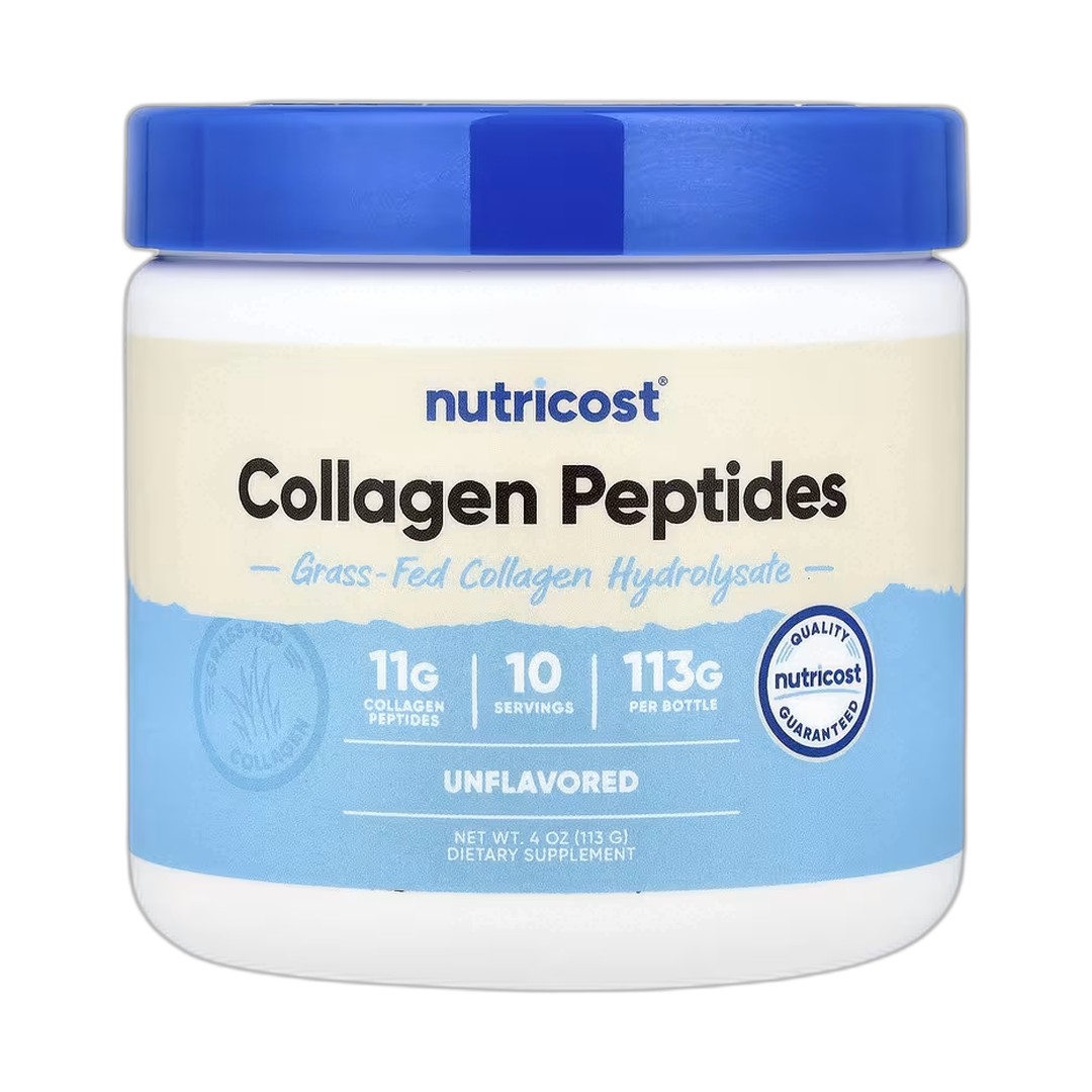 Nutricost, Grass-Fed Collagen Peptides, Unflavored, 4 oz, 113 g front packaging view