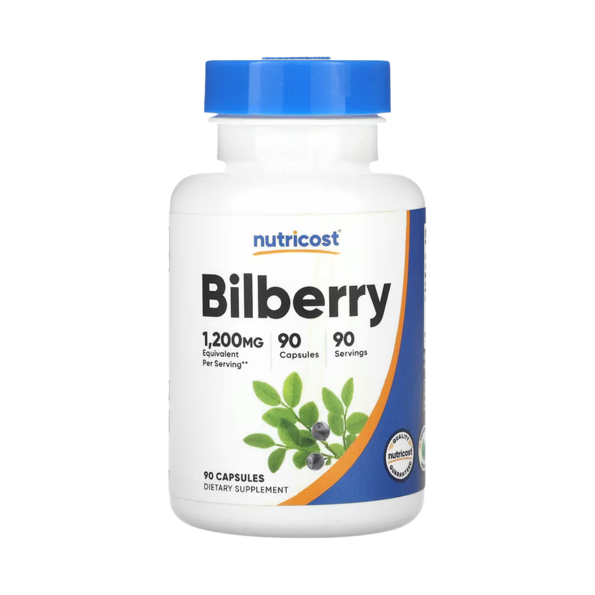 Nutricost, Bilberry, 1,200 mg, 90 Capsules front packaging view