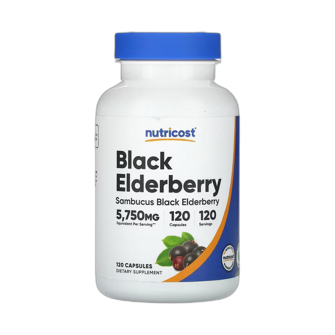 Nutricost, Black Elderberry, 5,750 mg, 120 Capsules front packaging view