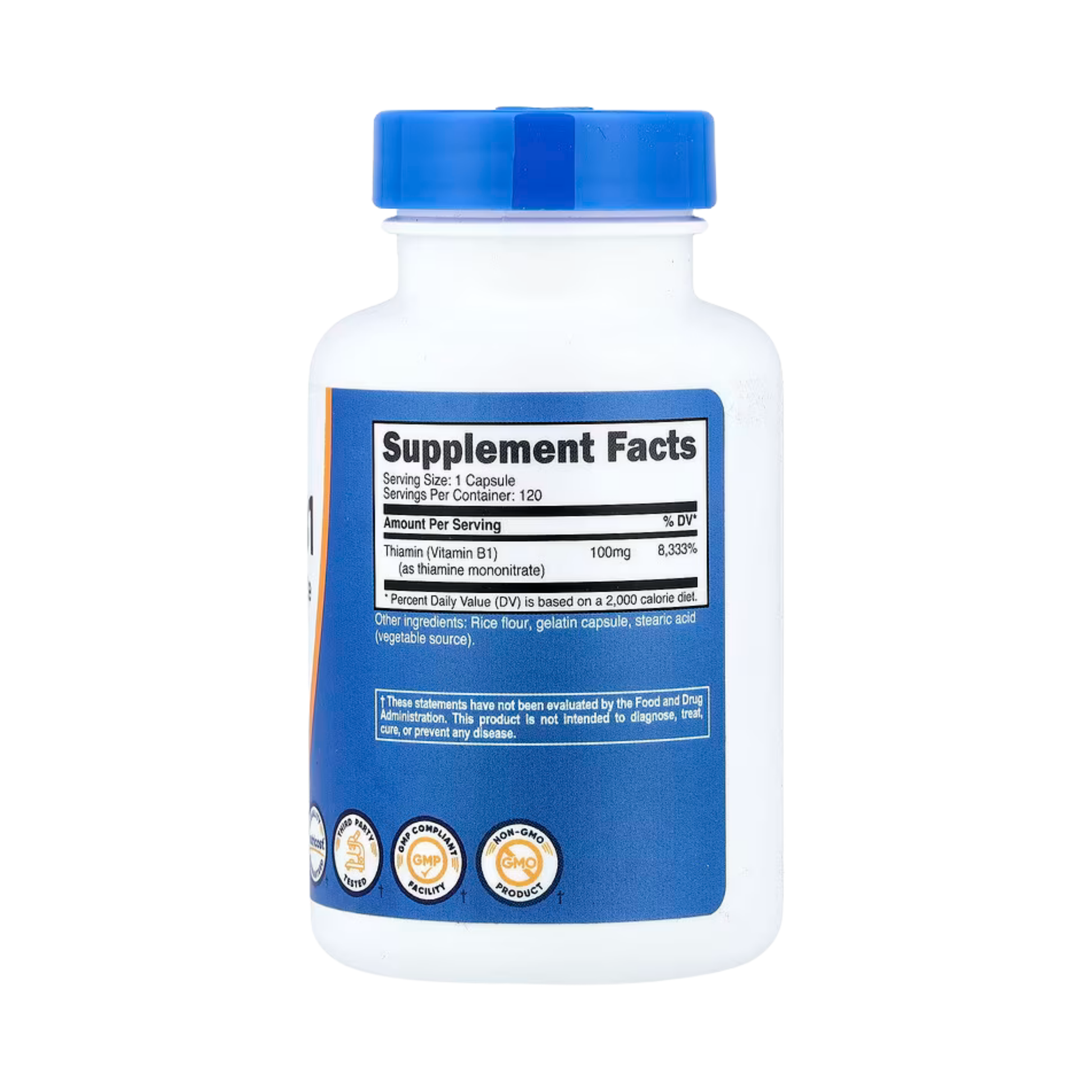 Nutricost, Vitamin B1, 100 mg, 120 Capsules back packaging view