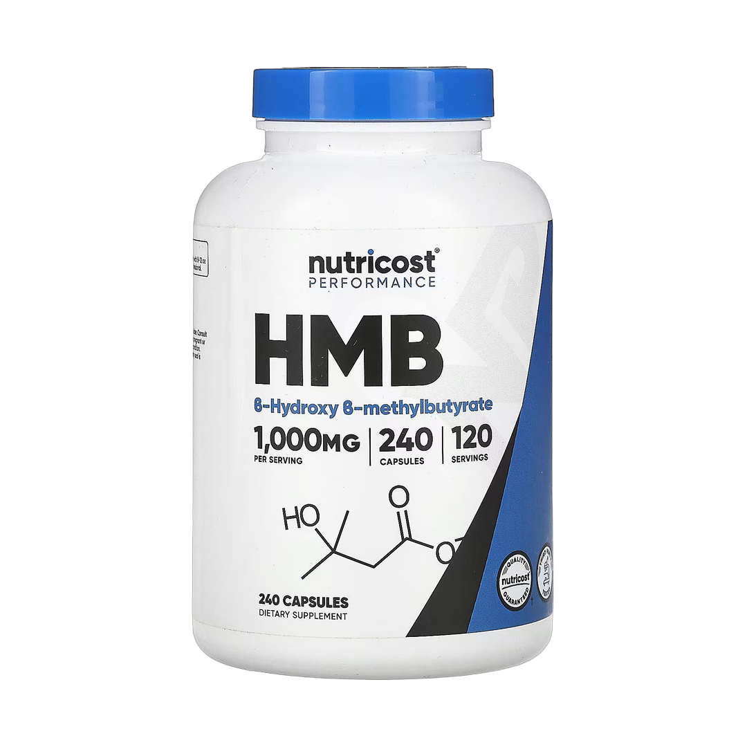Nutricost, HMB, B-Hydroxy-B-methylbutyrate, 240 Capsules front packaging view
