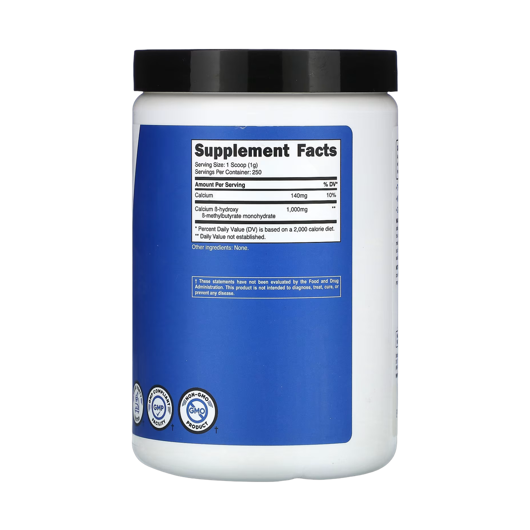 Nutricost, Performance, HMB, Unflavored, 8.9 oz, 250 g back packaging view