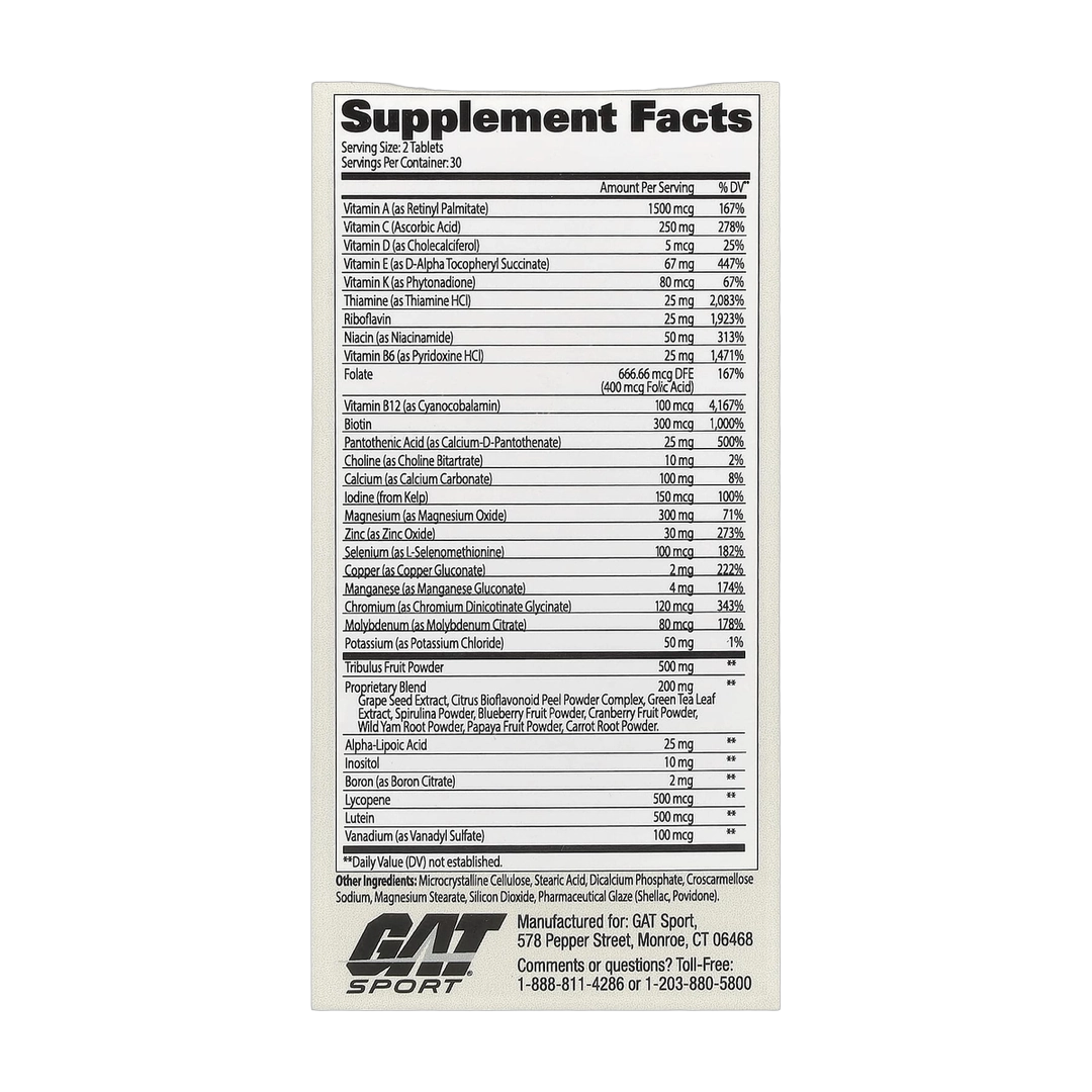 GAT, Mens Multi + Test, High Potency, 60 Tablets