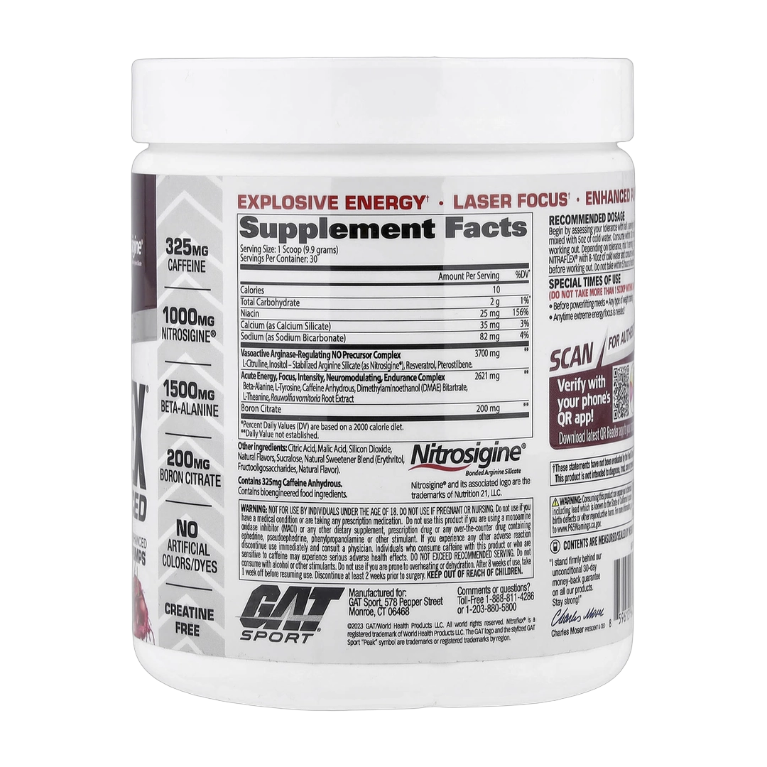 GAT, Sport, NITRAFLEX® Advanced, Pre-Workout, Black Cherry, 10.5 oz (297 g)