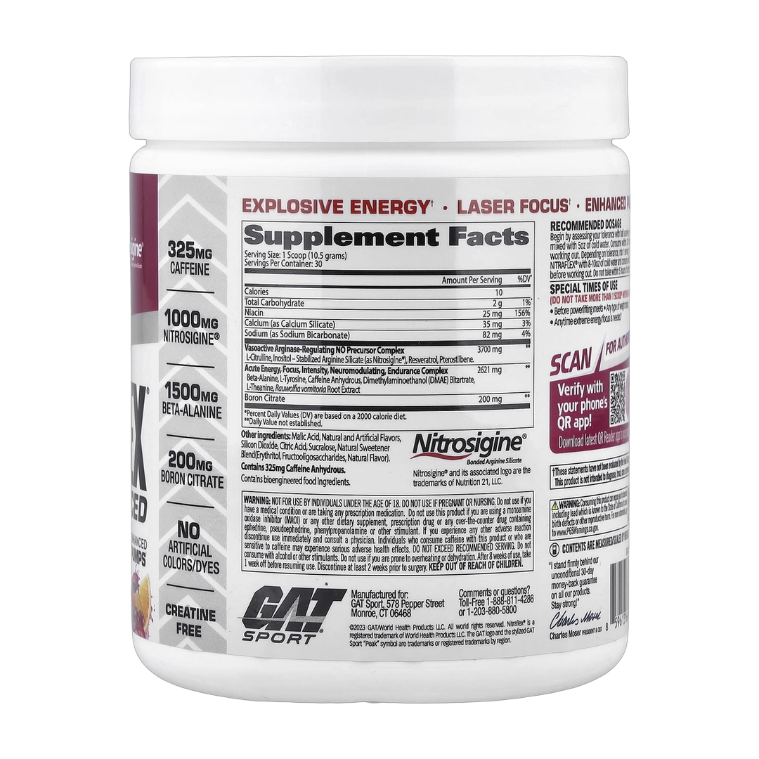 GAT, Sport, NITRAFLEX® Advanced, Pre-Workout, Fruit Punch, 11.1 oz (315 g)