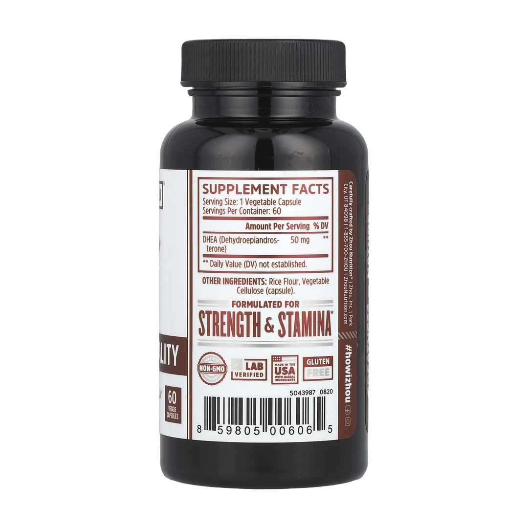 Zhou Nutrition, Clarity & Vitality, 50 mg, 60 Veggie Capsules back packaging view