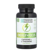 Zhou Nutrition, Energy + Focus, 60 Veggie Capsules front packaging view