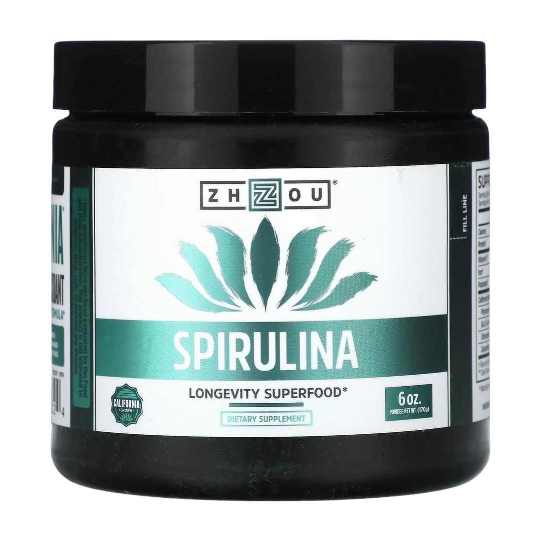 Zhou Nutrition, Spirulina, Longevity Superfood, 6 oz (170 g) front packaging view