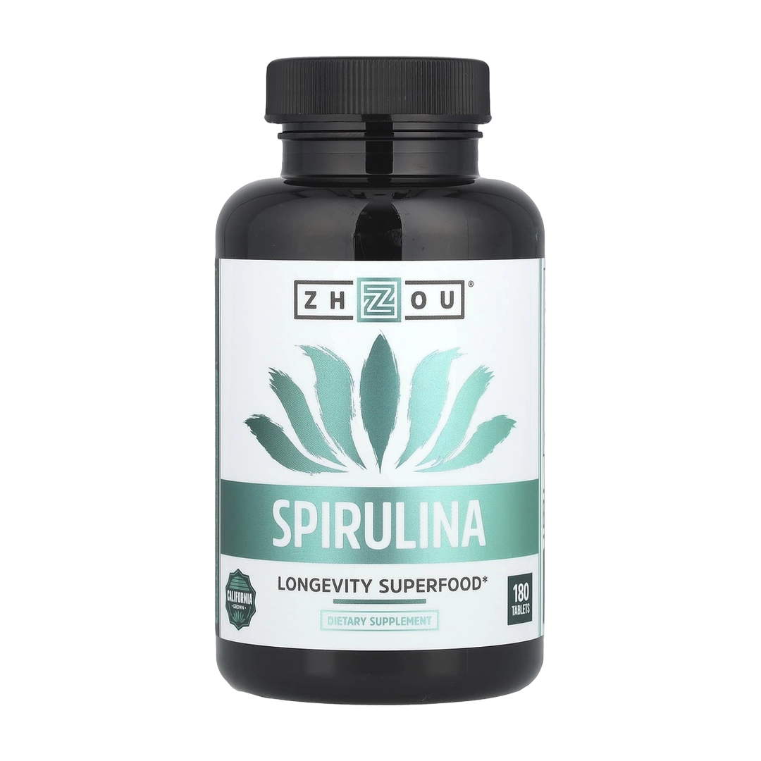 Zhou Nutrition, Spirulina, 180 Tablets front packaging view