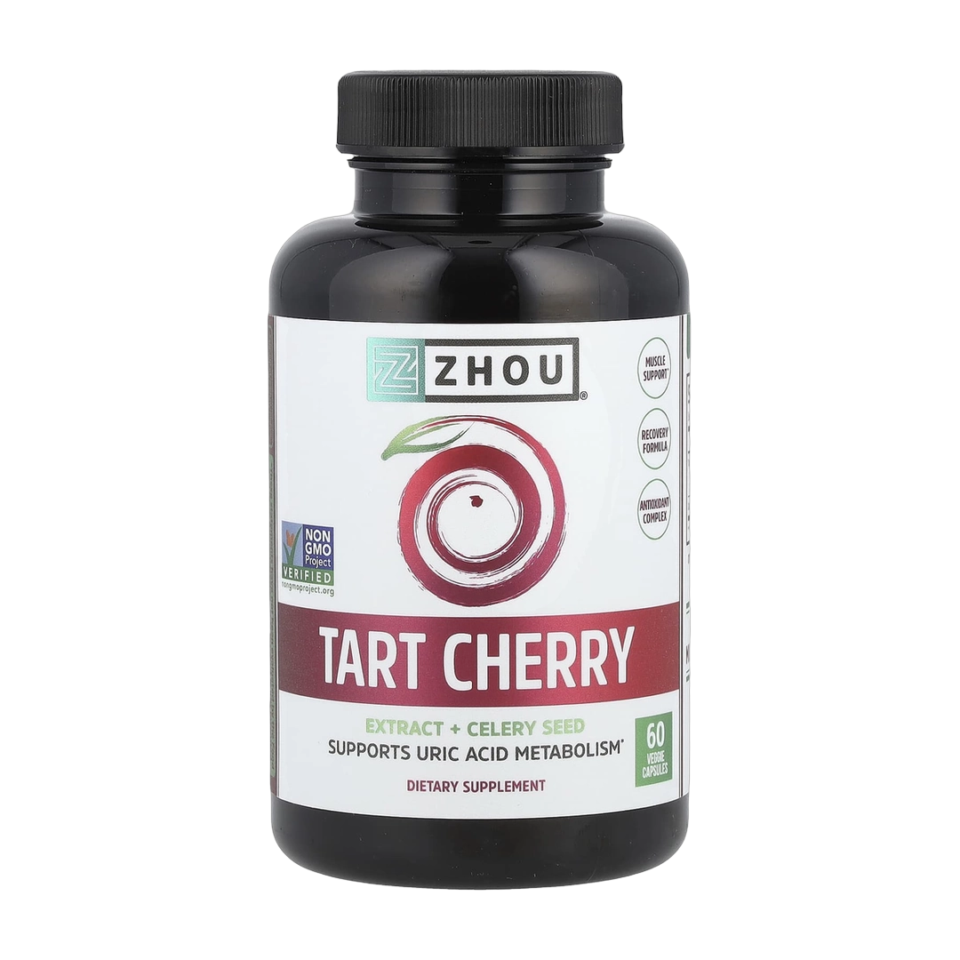 Zhou Nutrition, Tart Cherry Extract + Celery Seed, 60 Veggie Capsules front packaging view